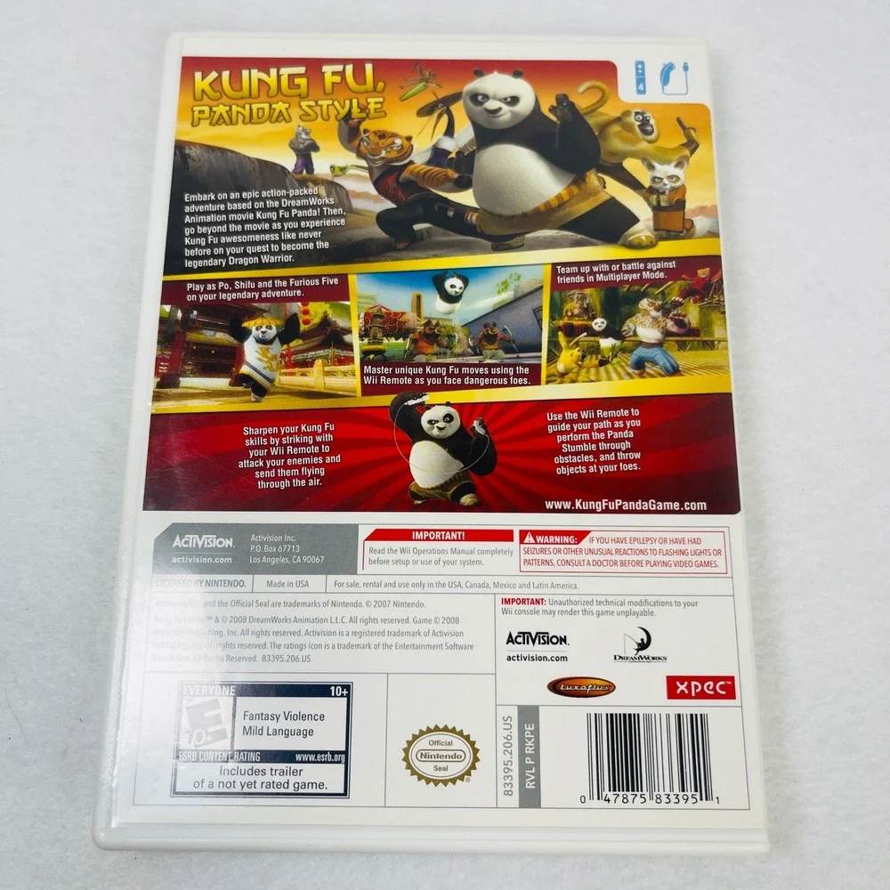 Kung Fu Panda Nintendo Wii Game Activision DreamWorks 2008 RVL-RKPE-USA